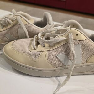 Veja Kids' Cream and White Sneakers